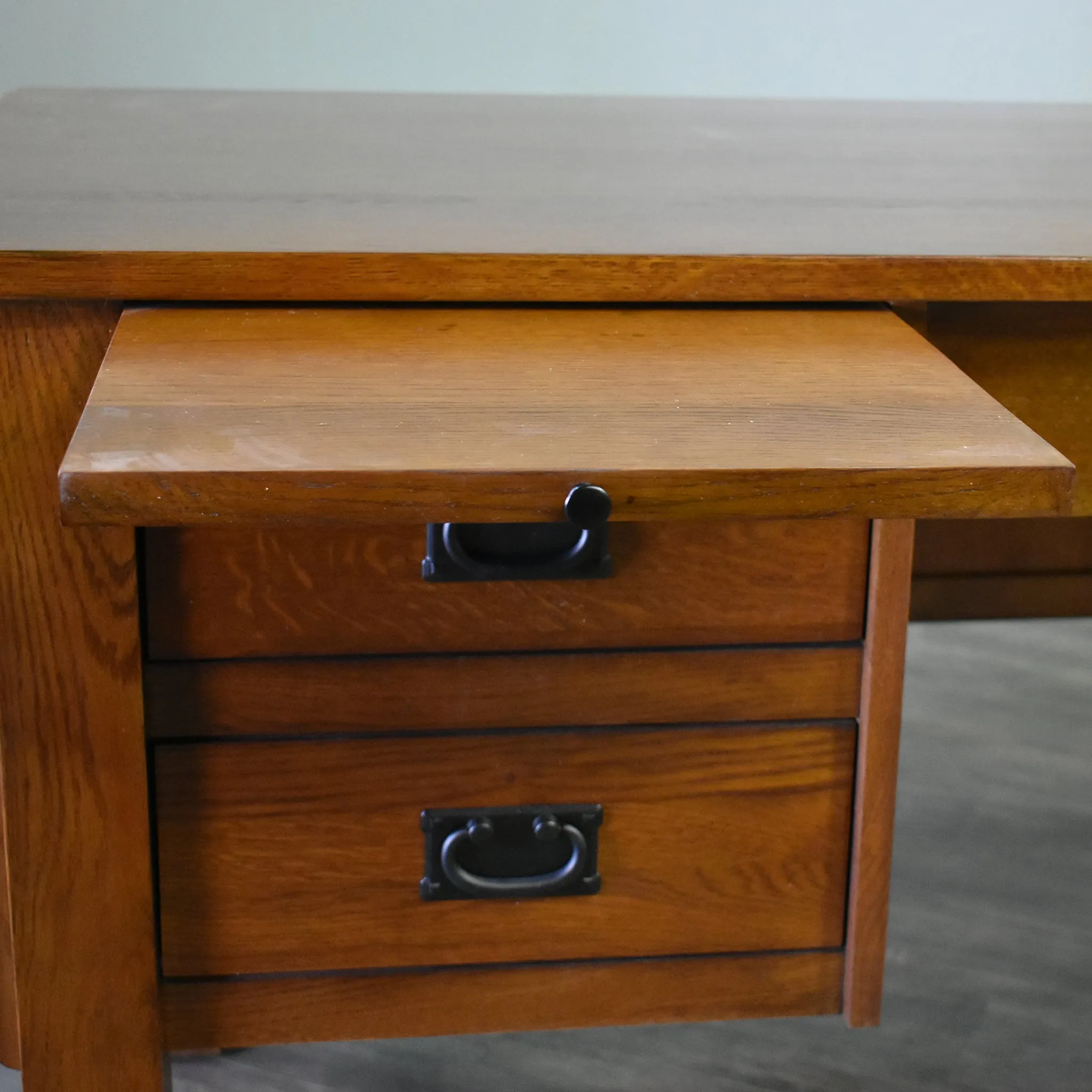 Preorder Mission Quarter Sawn Oak 5 Drawer Desk - Michael's Cherry (MC3)