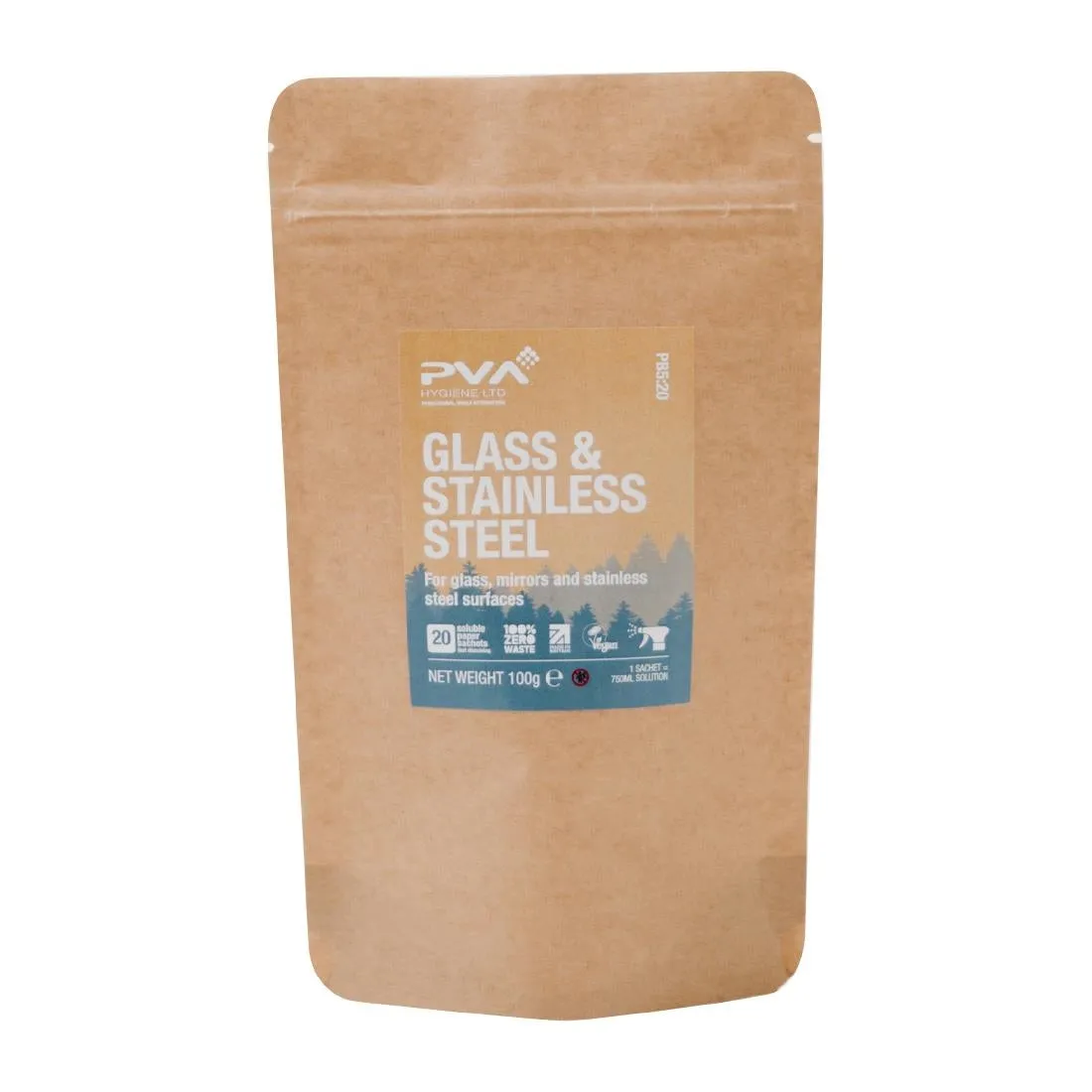PVA Hygiene Water Soluble Sachets for Triggers Glass & Stainless Steel Cleaner (Pack of 20) - HZ303