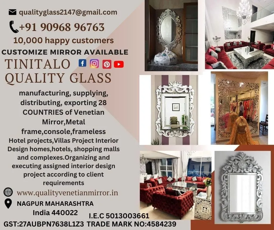 Quality Glass Venetian Elegance Handcrafted Decorative Wall Mirror,Exquisite Home Décor Accent for Living Room, Bedroom, or Entryway 32 x 54 Inch (Model V2)