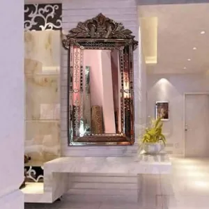Quality Glass Venetian Elegance Handcrafted Decorative Wall Mirror,Exquisite Home Décor Accent for Living Room, Bedroom, or Entryway 32 x 54 Inch (Model V2)