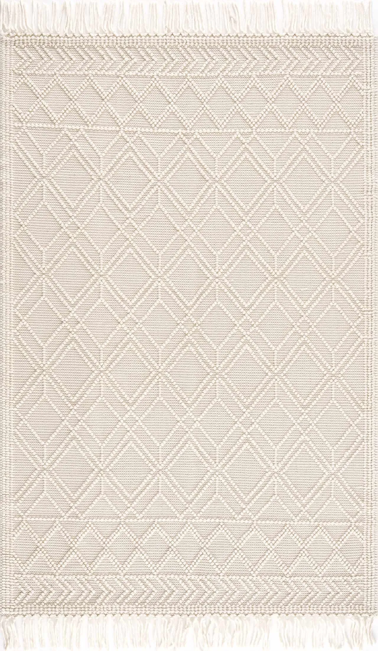 Ramsbury Beige Trellis Wool Rug