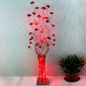 Red Aluminum LED Trapezoid Floor Lamp: Stylish Floral Décor for Living Room Lighting