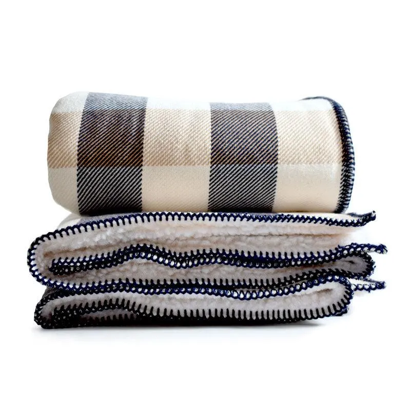 Rob Roy 3-Color Cotton Throw with Sherpa Backing