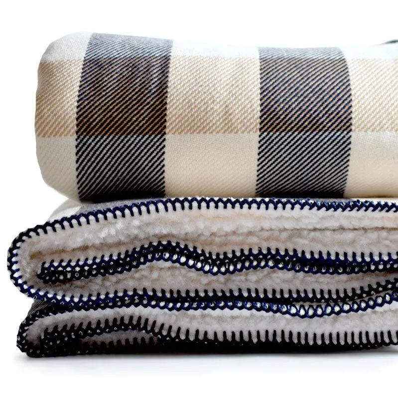 Rob Roy 3-Color Cotton Throw with Sherpa Backing