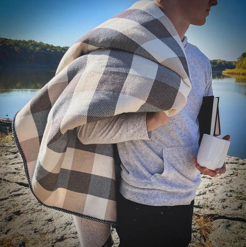 Rob Roy 3-Color Cotton Throw with Sherpa Backing