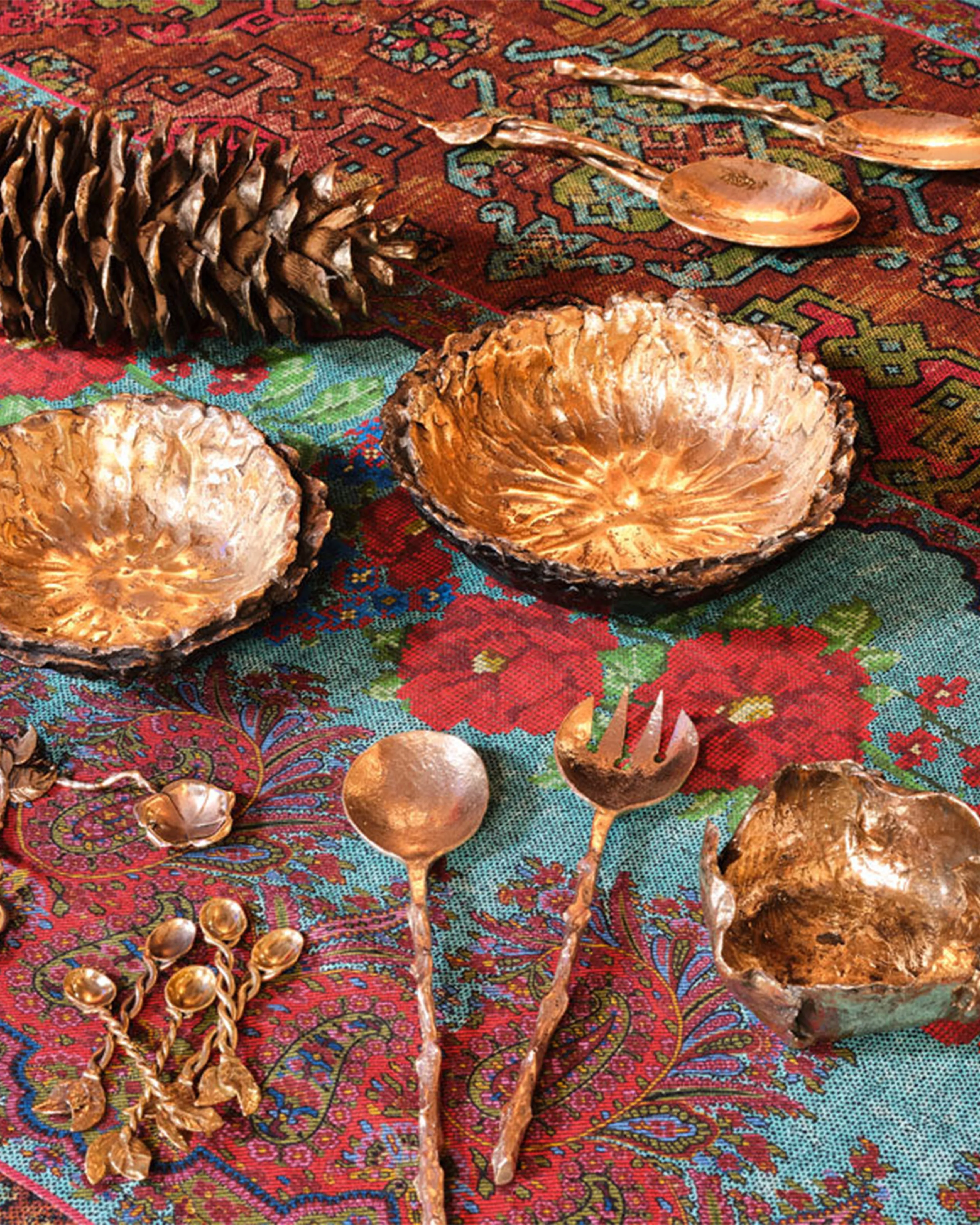 Rose Branch Bronze Cutlery Server by Osanna Visconti