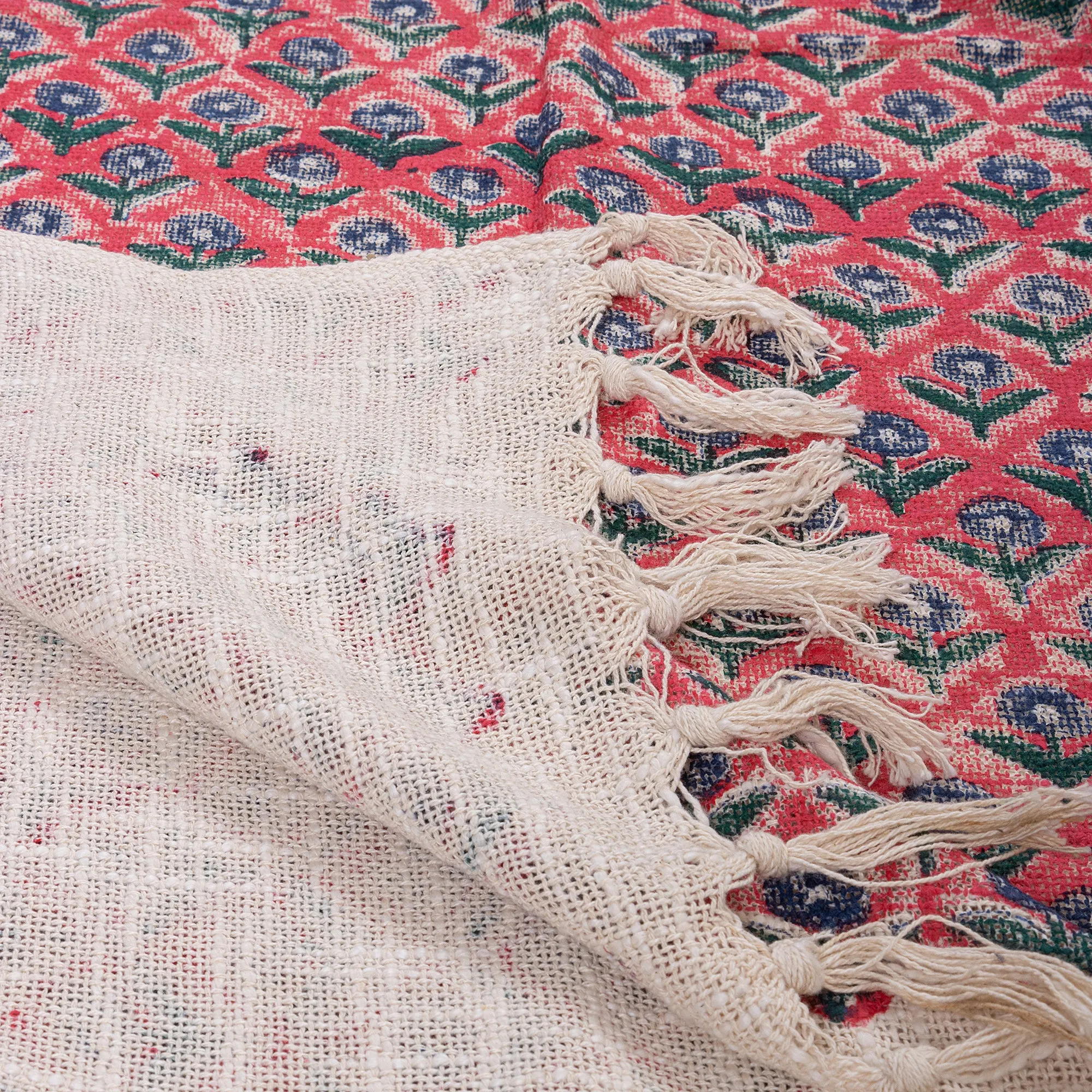 Rose Floral Print Authentic Handmade Throw Blanket For Home Decor