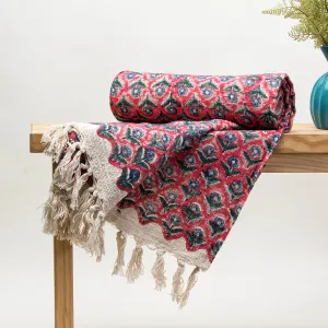 Rose Floral Print Authentic Handmade Throw Blanket For Home Decor