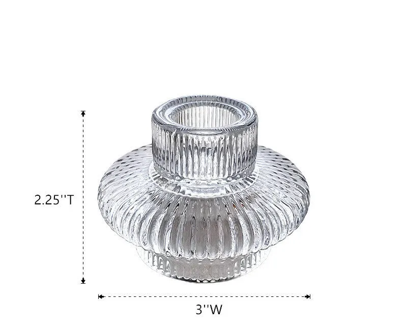Round Glass Tapered Candlestick/Tea Light Holder
