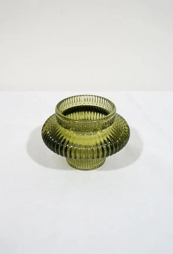 Round Glass Tapered Candlestick/Tea Light Holder