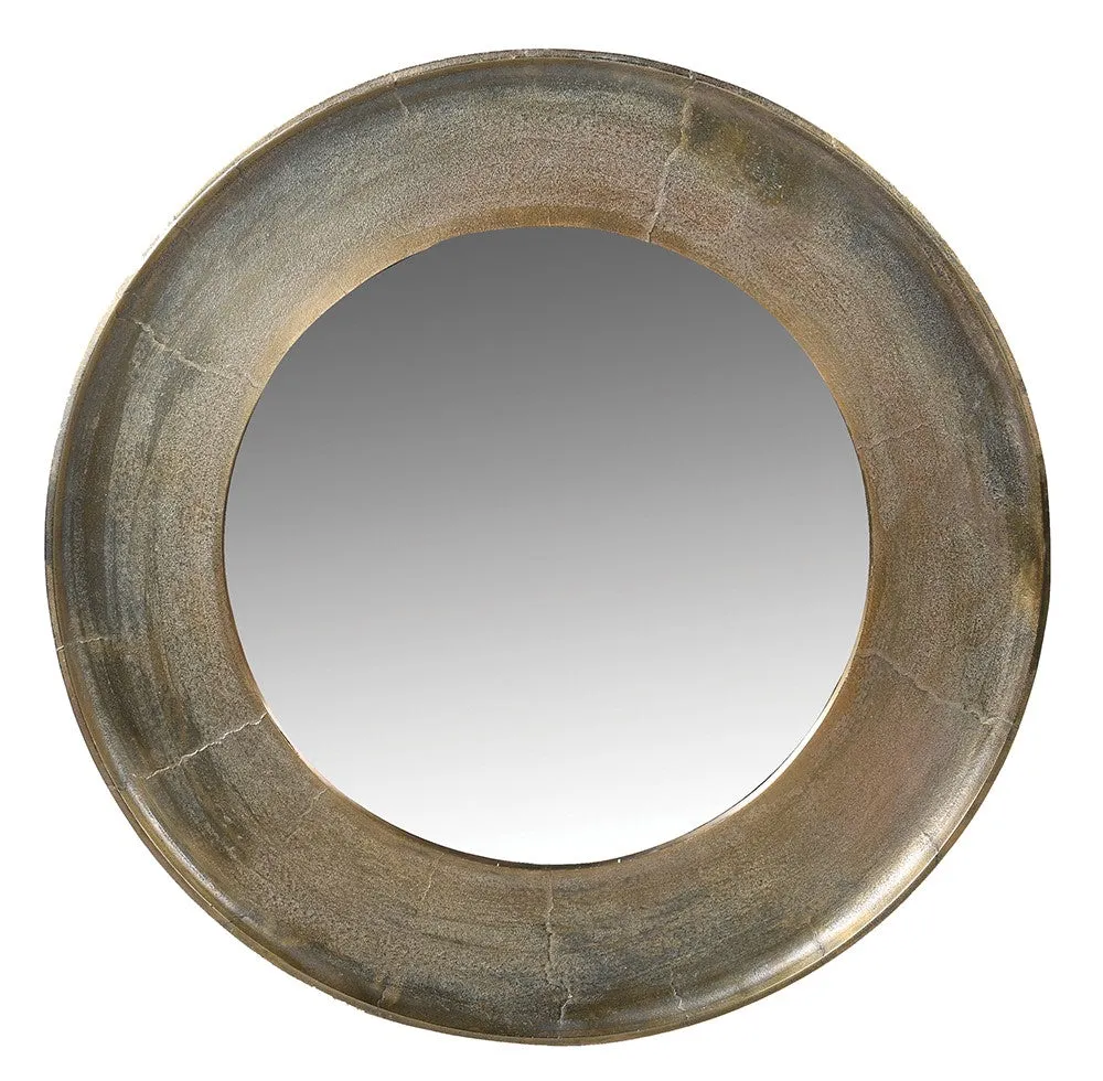 Round Mirror Antique Brass 88 cm