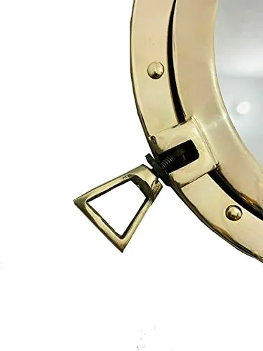 ROYAL ANTIQUE GALLERY Nautical Style Brass 12" Porthole Wall Mirror Window Ship Maritime Wall Mount Mirror for Home Indoor Decor
