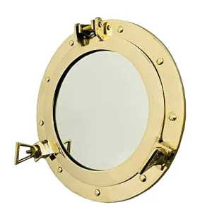 ROYAL ANTIQUE GALLERY Nautical Style Brass 12" Porthole Wall Mirror Window Ship Maritime Wall Mount Mirror for Home Indoor Decor