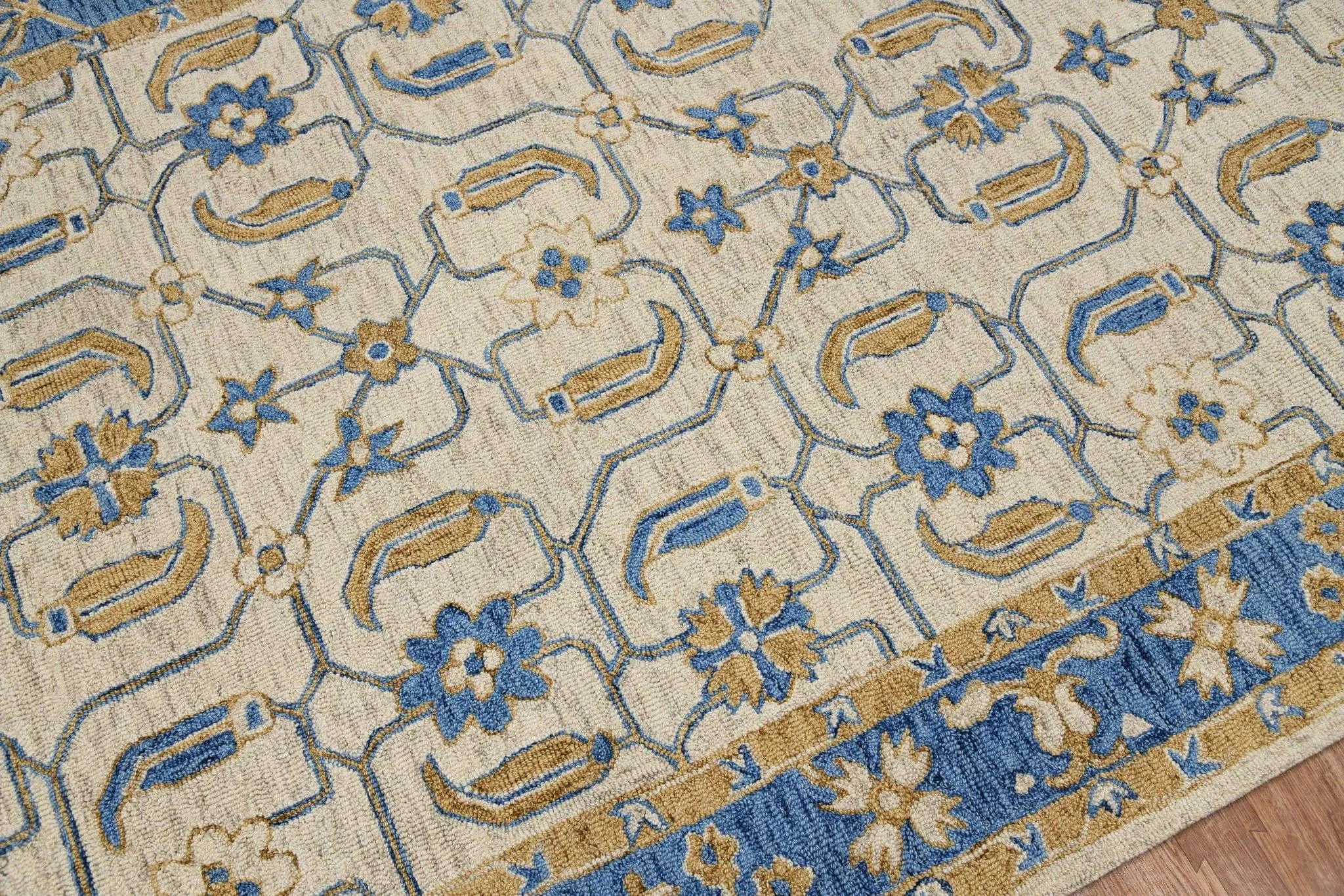 Royal Blue Wool Romania 8X10 Feet Hand-Tufted Carpet - Rug