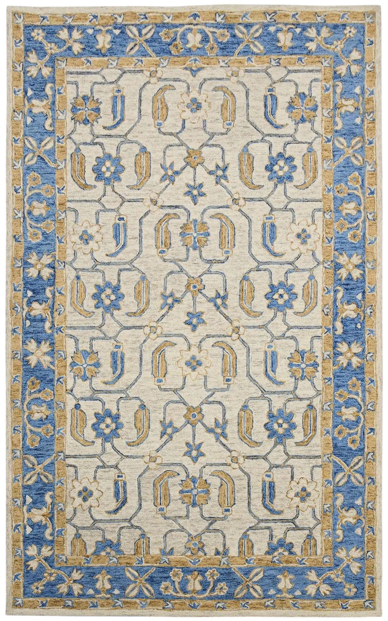 Royal Blue Wool Romania 8X10 Feet Hand-Tufted Carpet - Rug
