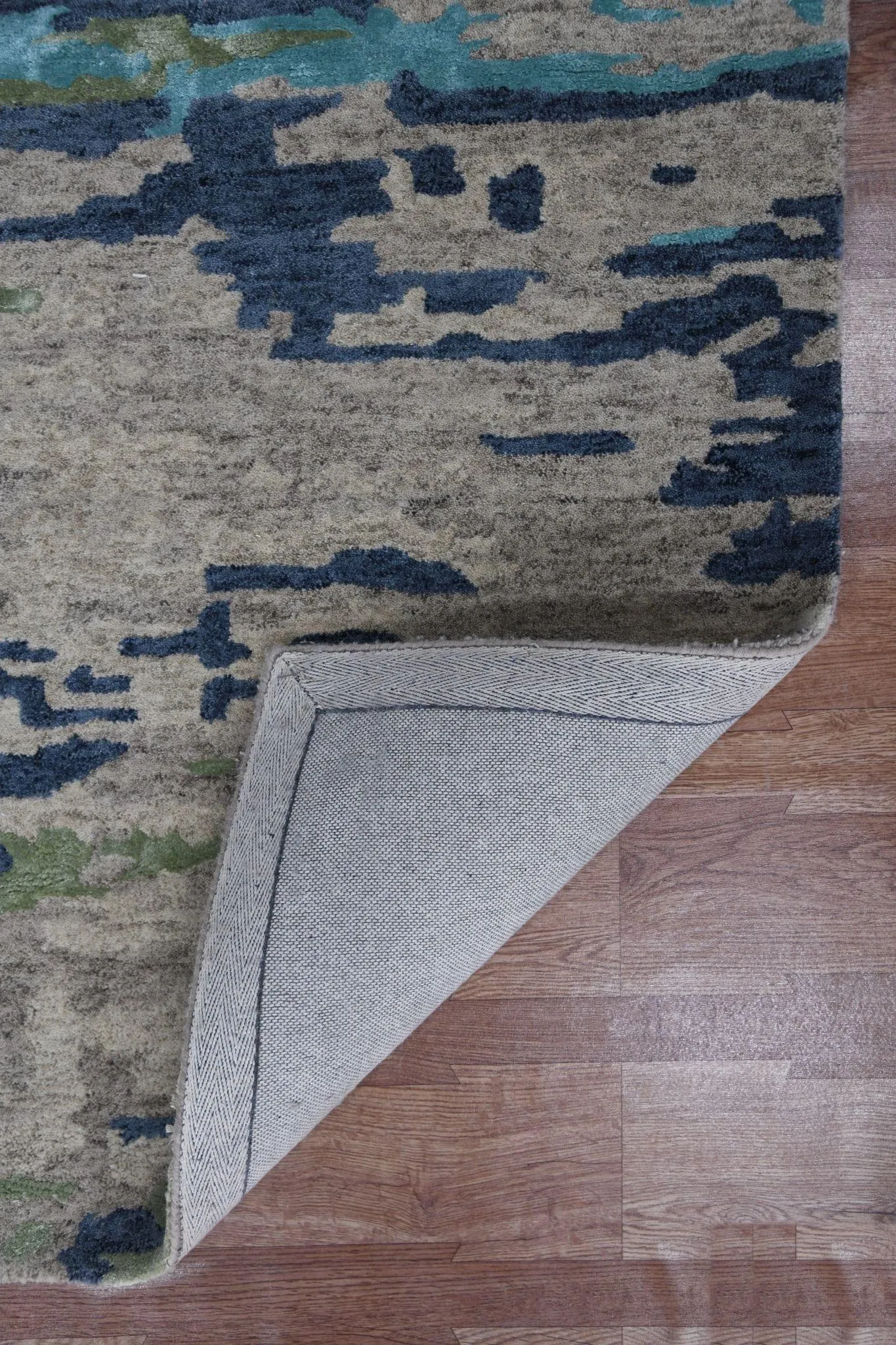 Sand Wool & Viscose Abstract 8X10 Feet Hand-Tufted Carpet Abstract Rug
