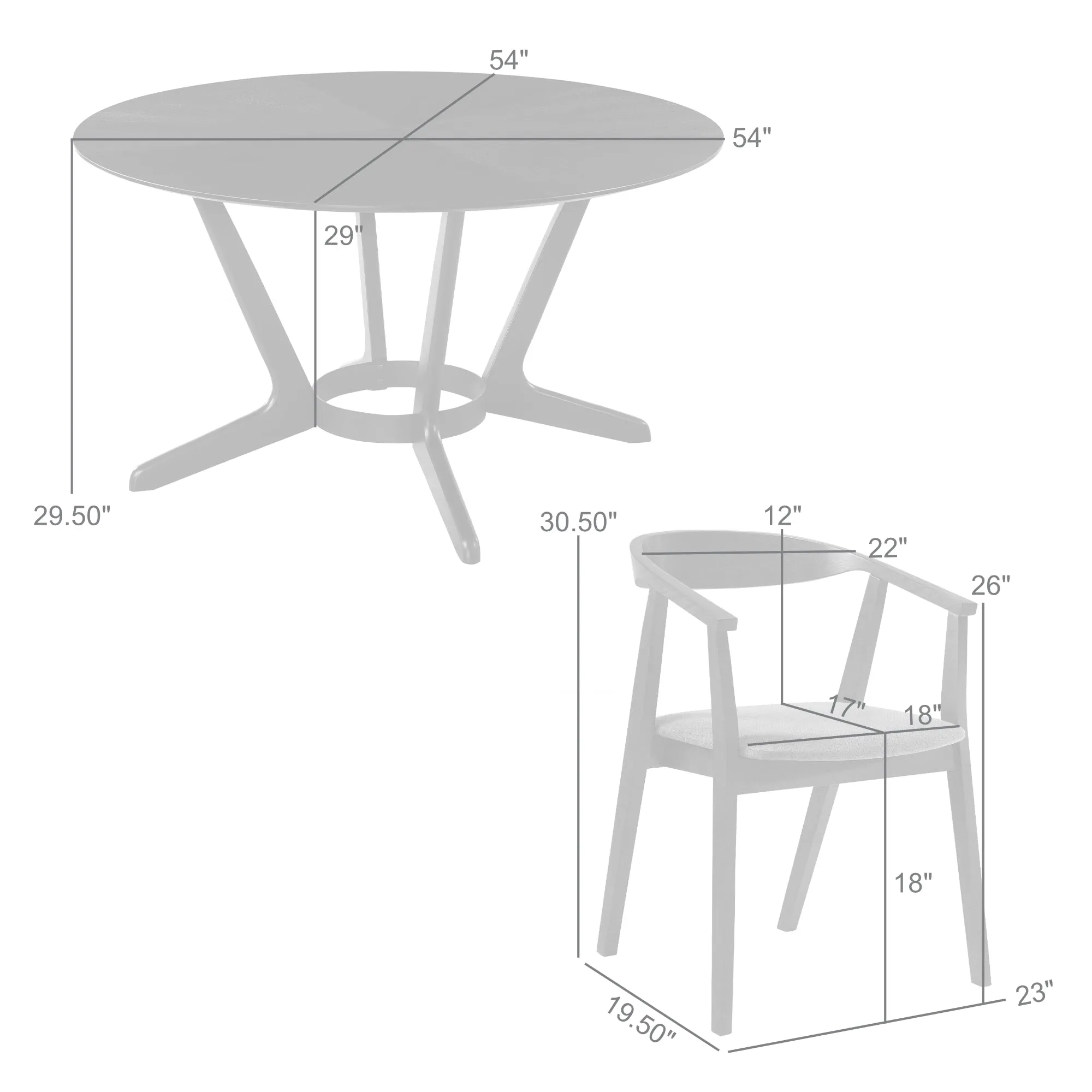 Santana 7 Piece Round Wood Dining Set