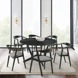 Santana 7 Piece Round Wood Dining Set