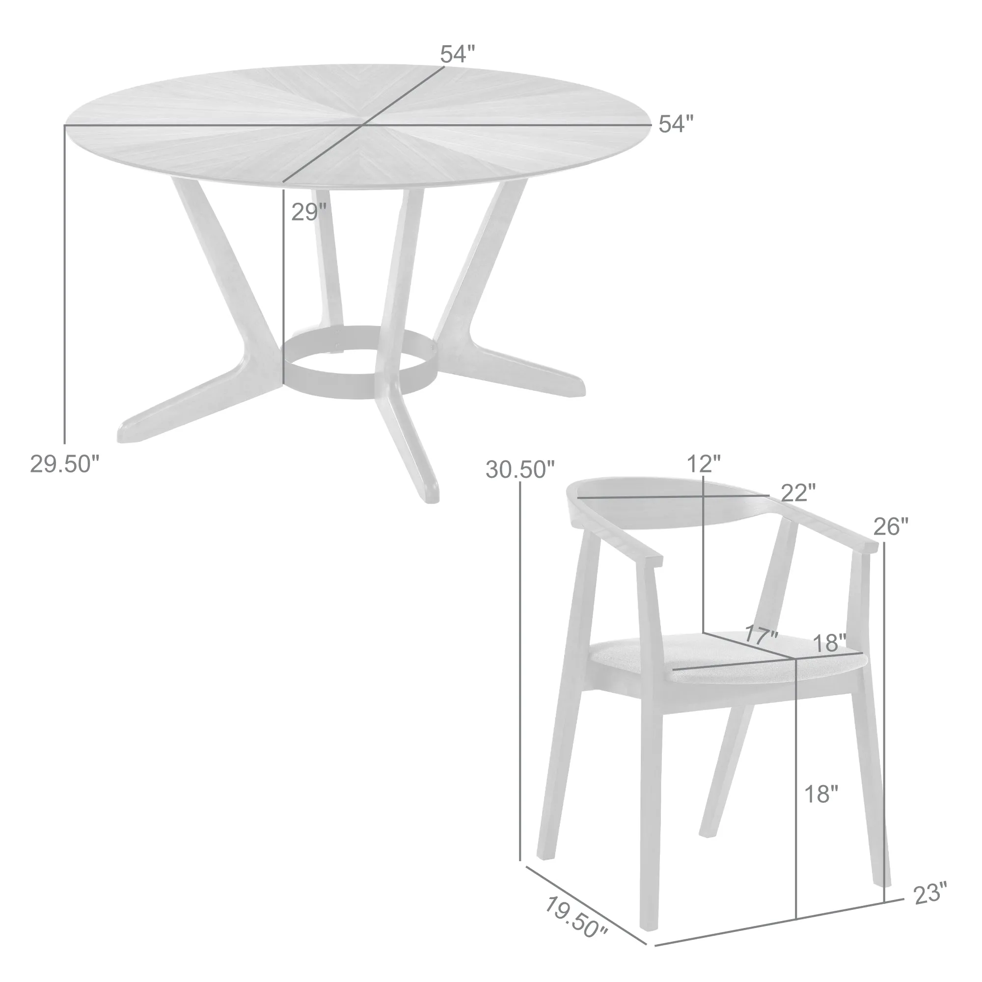 Santana 7 Piece Round Wood Dining Set