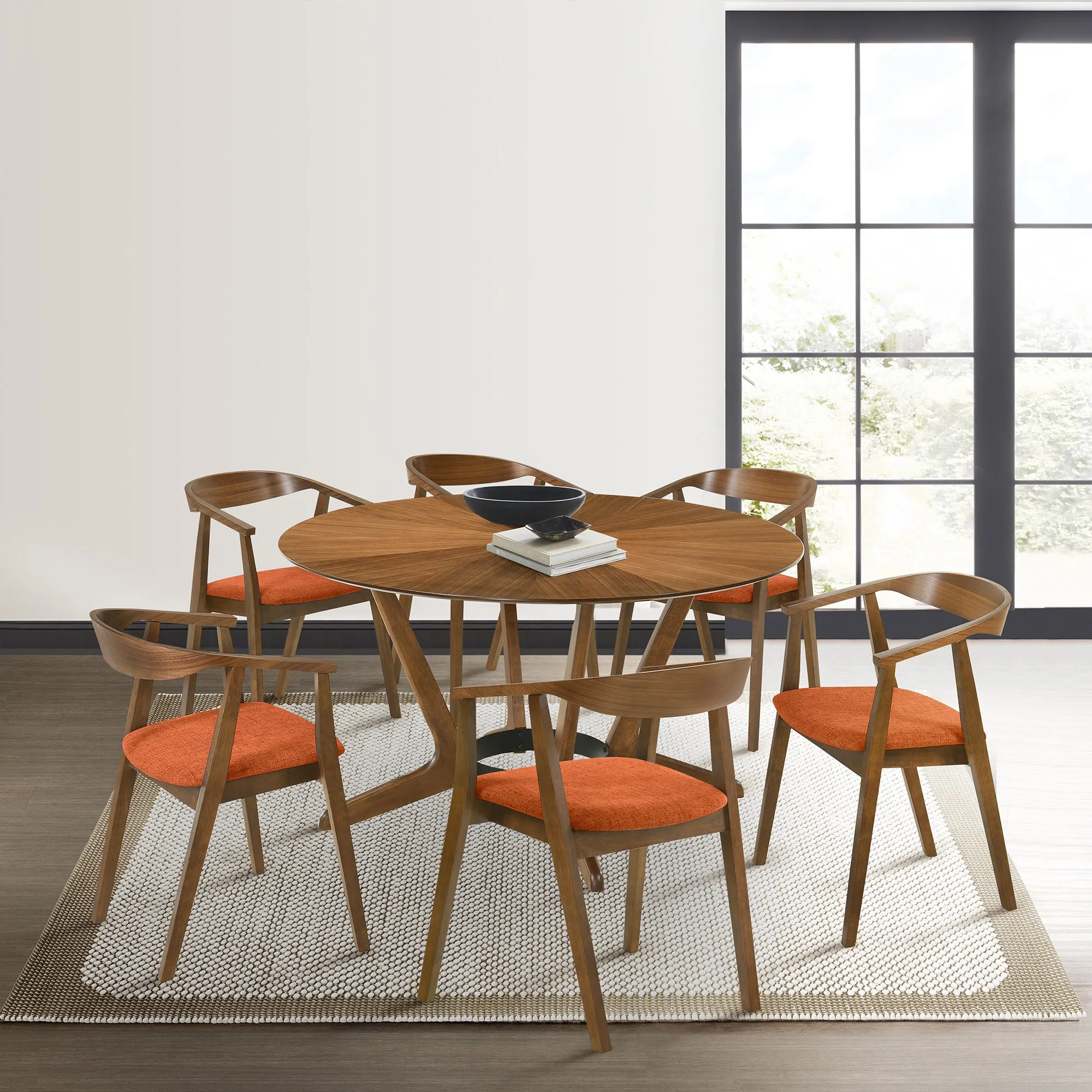 Santana 7 Piece Round Wood Dining Set