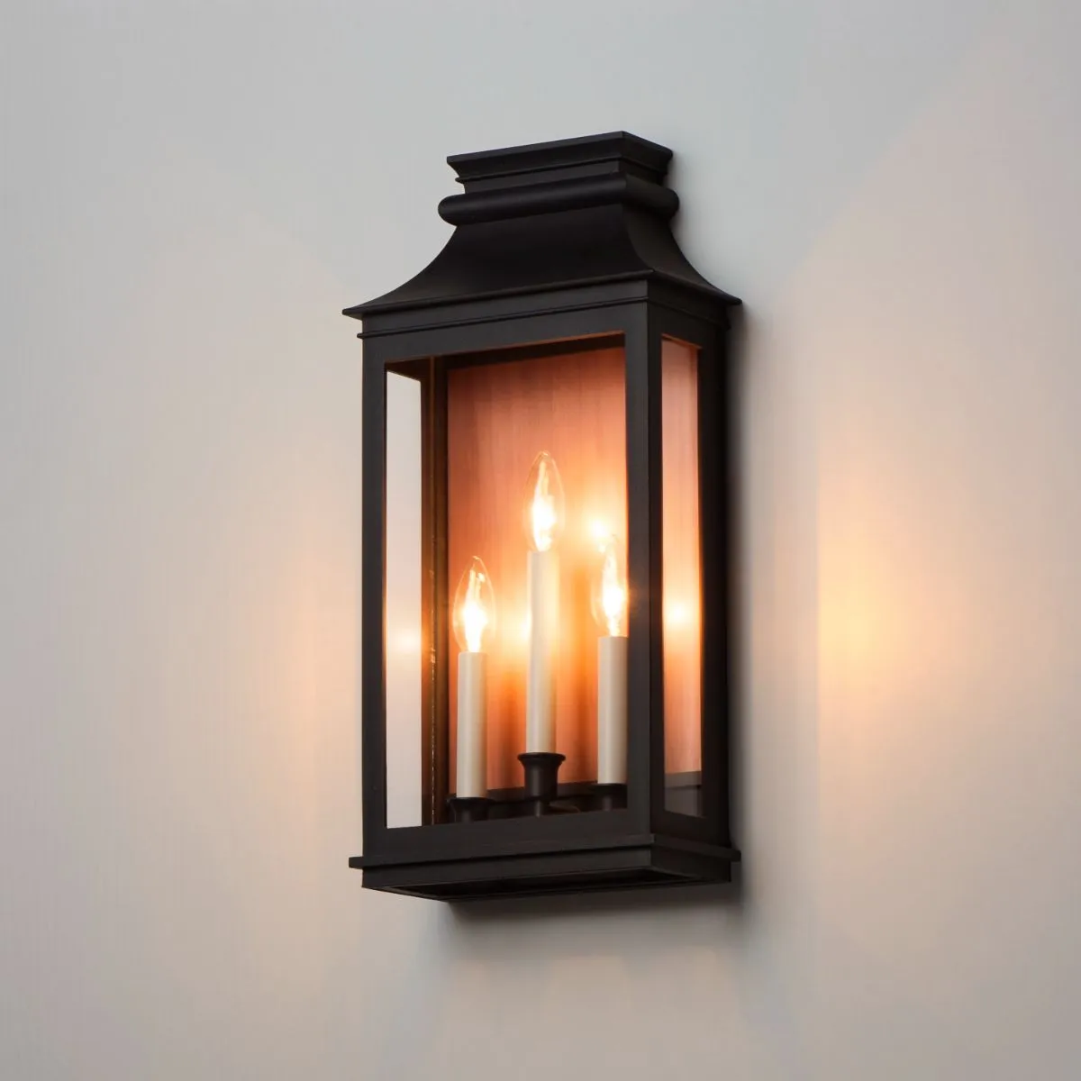 Savannah VX 15 in. 3 lights Outdoor Wall Sconce Antique Copper & Black Finish