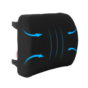 SAVYA HOME Lumbar Cushion, Orthopedic Memory Foam Back Rest Cushion - Designed for Back Pain Relief - Improves Posture While Sitting - Ideal Back Pillow for Computer/Office Chair (Mesh Black, 1)