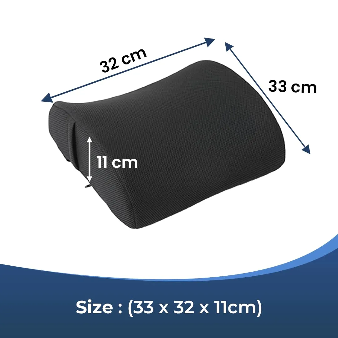 SAVYA HOME Lumbar Cushion, Orthopedic Memory Foam Back Rest Cushion - Designed for Back Pain Relief - Improves Posture While Sitting - Ideal Back Pillow for Computer/Office Chair (Mesh Black, 1)