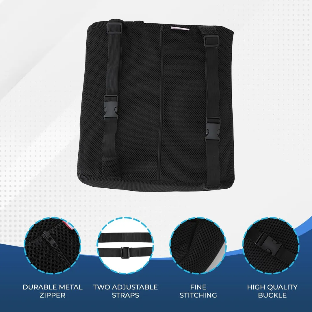 SAVYA HOME Lumbar Cushion, Orthopedic Memory Foam Back Rest Cushion - Designed for Back Pain Relief - Improves Posture While Sitting - Ideal Back Pillow for Computer/Office Chair (Mesh Black, 1)