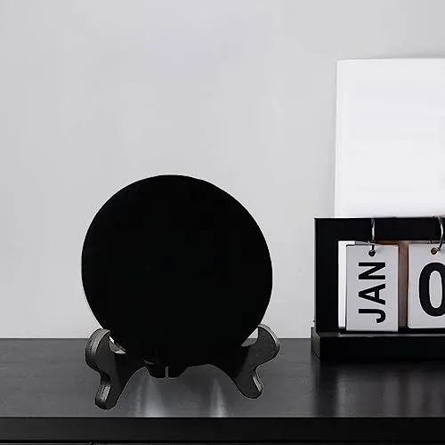 SAZ DEKOR Black Obsidian Disc Obsidian Scrying Mirror for Augury Home Office Decor 12cm