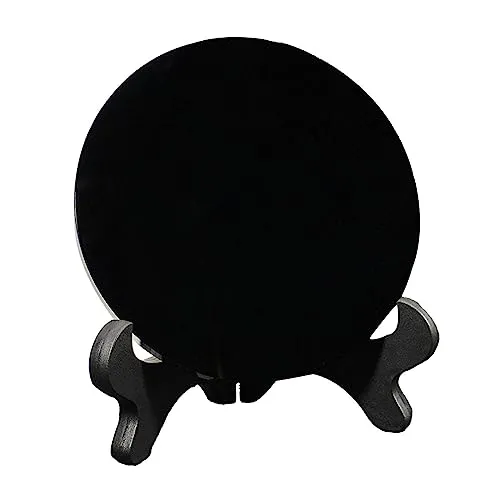 SAZ DEKOR Black Obsidian Disc Obsidian Scrying Mirror for Augury Home Office Decor 12cm