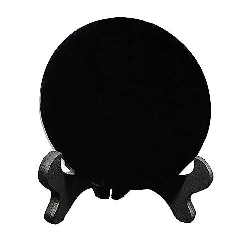 SAZ DEKOR Black Obsidian Disc Obsidian Scrying Mirror for Augury Home Office Decor 12cm