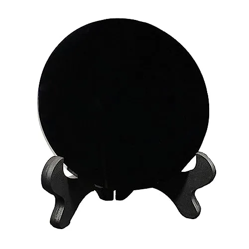 SAZ DEKOR Black Obsidian Disc Obsidian Scrying Mirror for Augury Home Office Decor 12cm