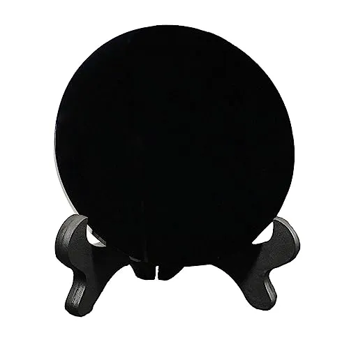 SAZ DEKOR Black Obsidian Disc Obsidian Scrying Mirror for Augury Home Office Decor 12cm