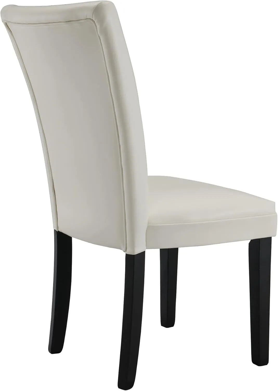 Set of 2 Dinning Chairs with Leather Surface, Solid Wood Accent Chairs with High Back, Simple Office Chairs