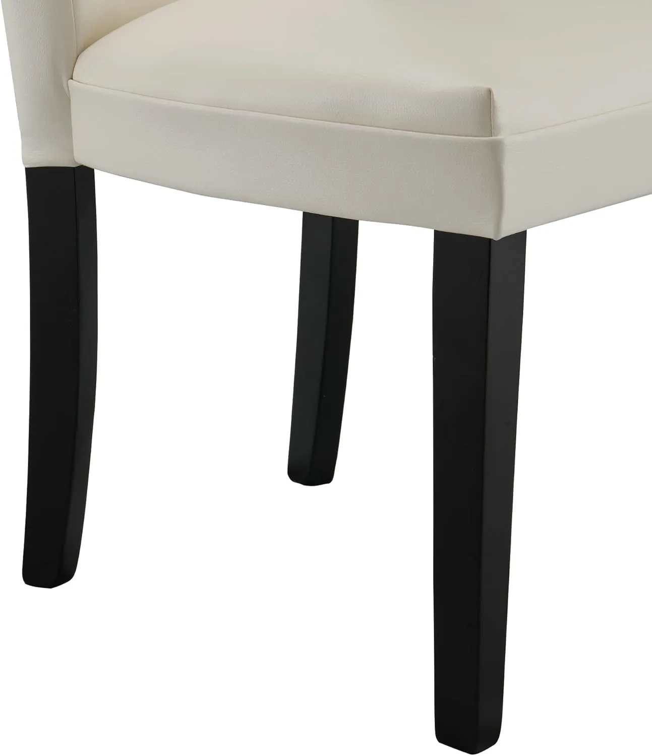 Set of 2 Dinning Chairs with Leather Surface, Solid Wood Accent Chairs with High Back, Simple Office Chairs