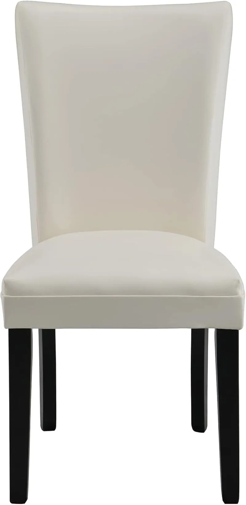 Set of 2 Dinning Chairs with Leather Surface, Solid Wood Accent Chairs with High Back, Simple Office Chairs