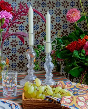 Set of Two Antique Glass Candlesticks