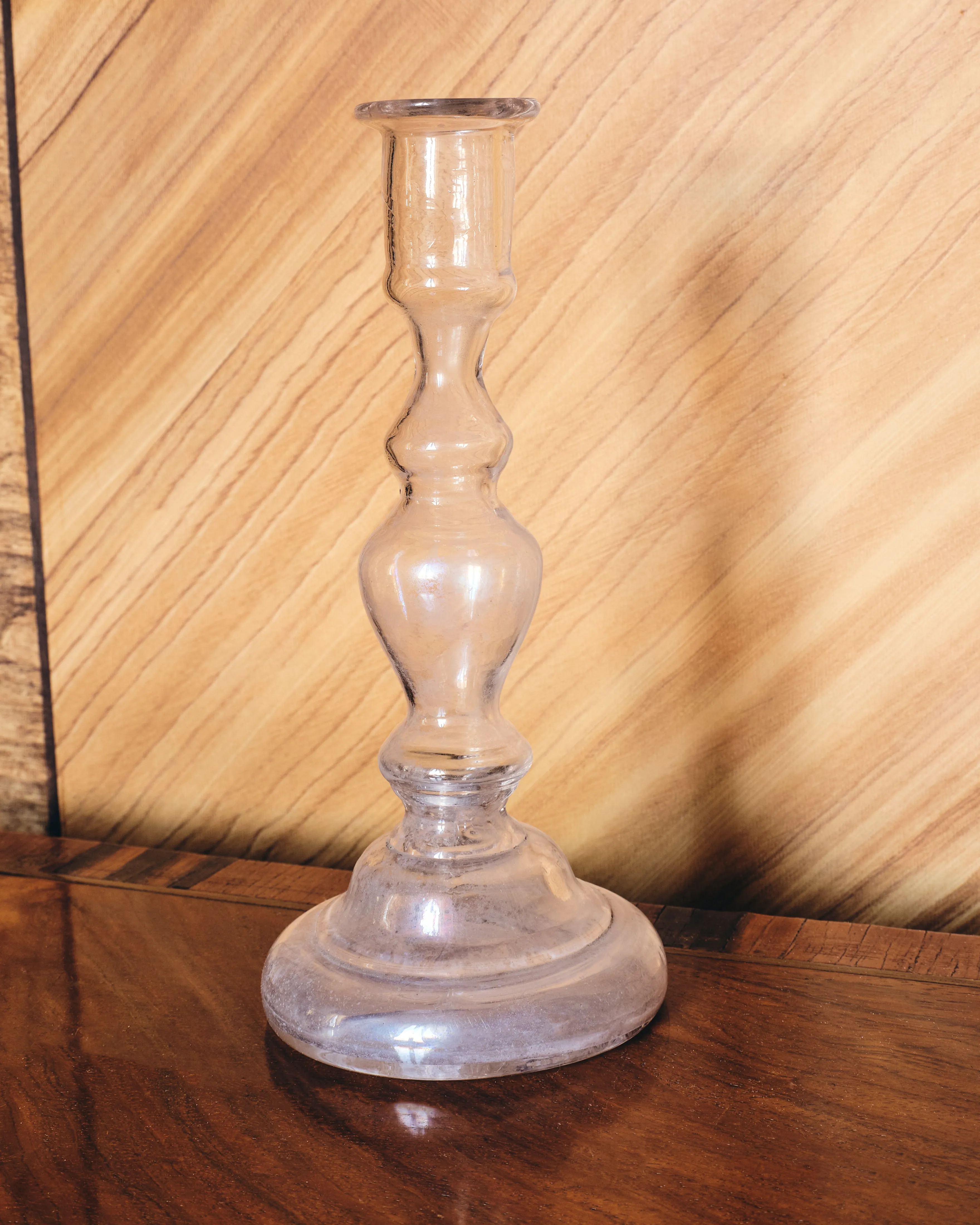 Set of Two Antique Glass Candlesticks