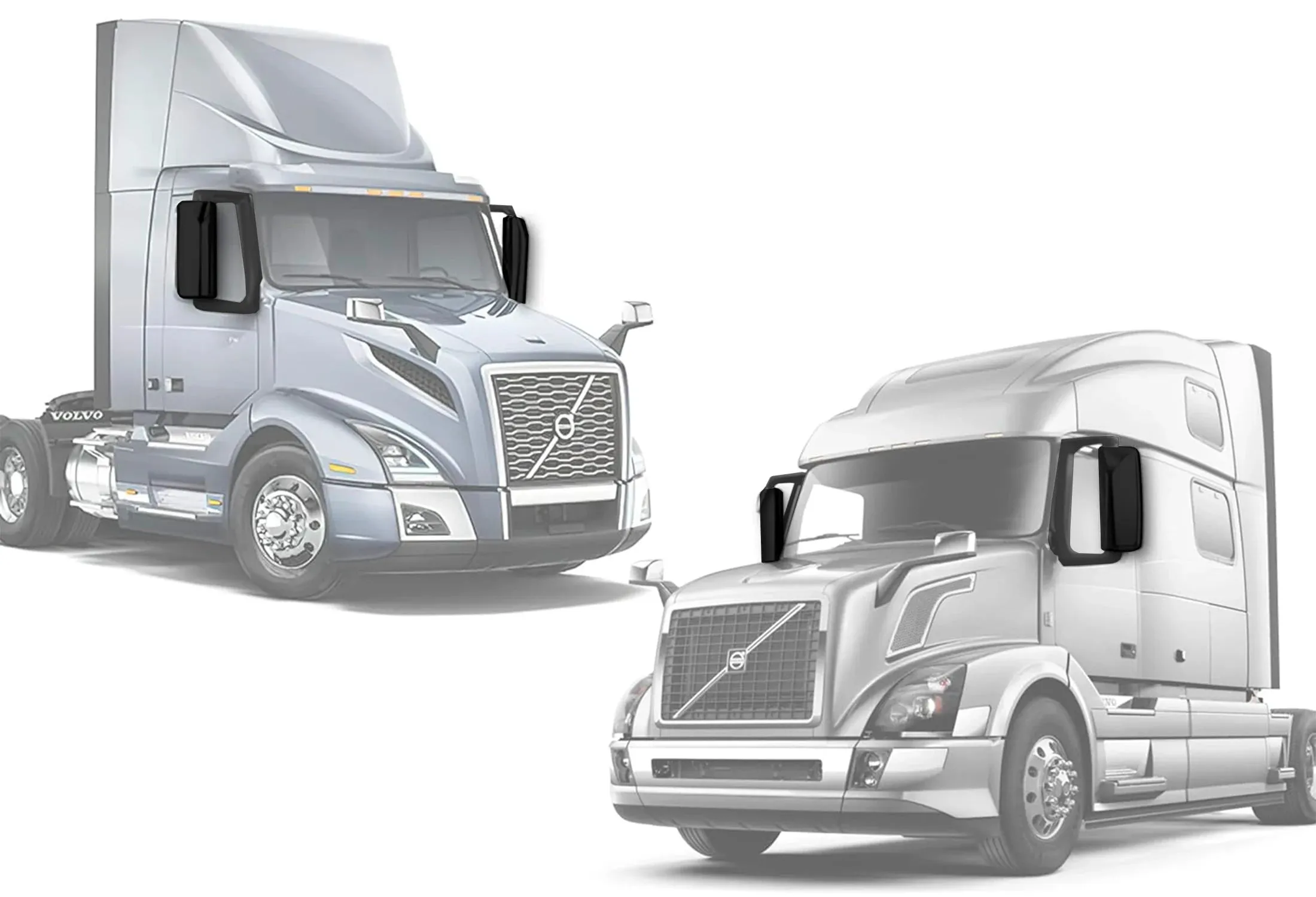 Side View Door Mirrors Power Heated Black Set Volvo 2004  VNL VNM VNX