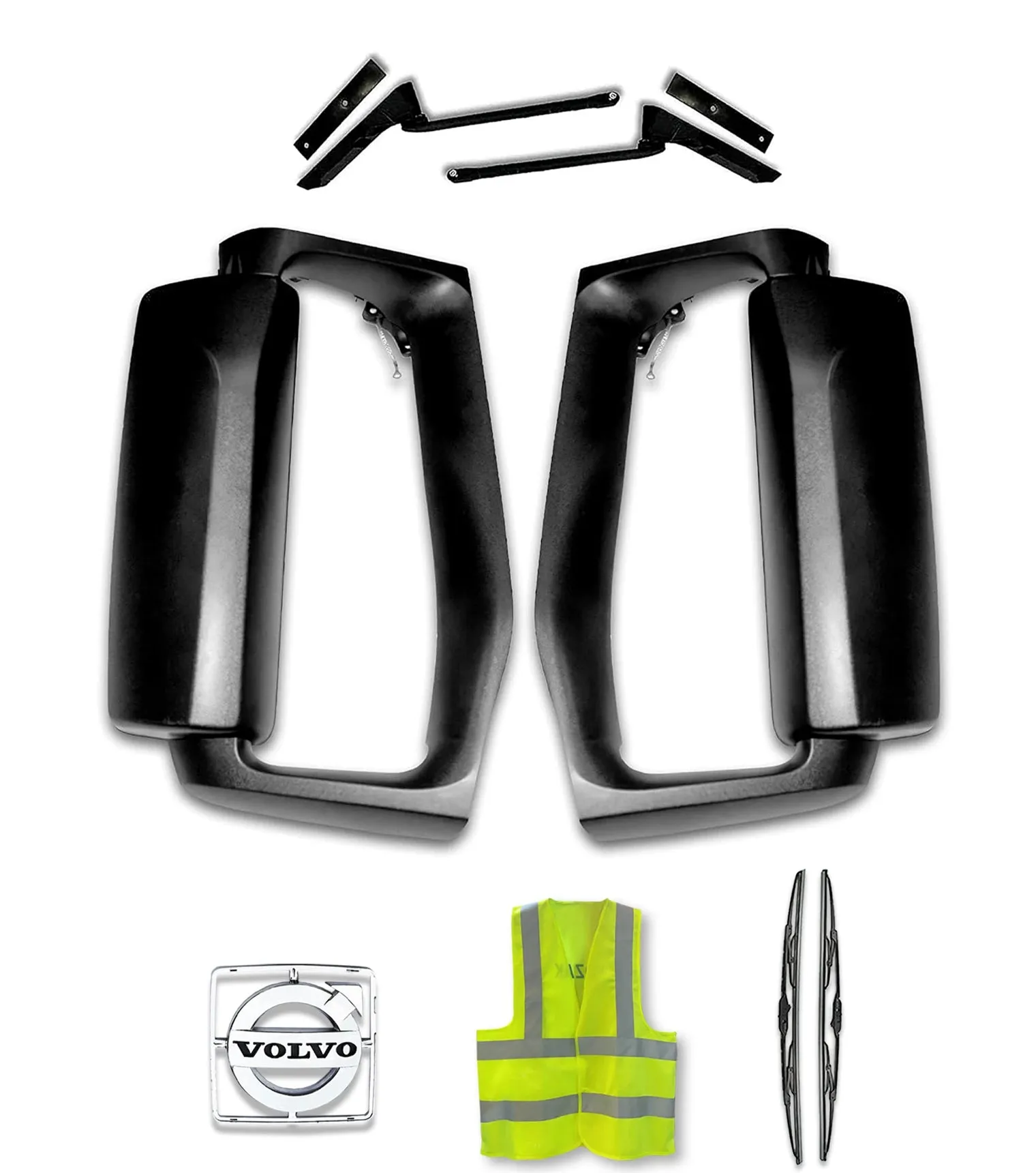 Side View Door Mirrors Power Heated Black Set Volvo 2004  VNL VNM VNX