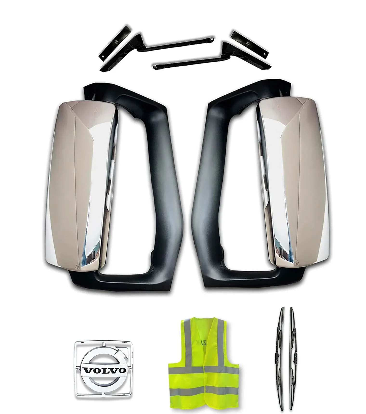 Side View Door Mirrors Power Heated Chrome Set Volvo 2004  VNL VNM VNX