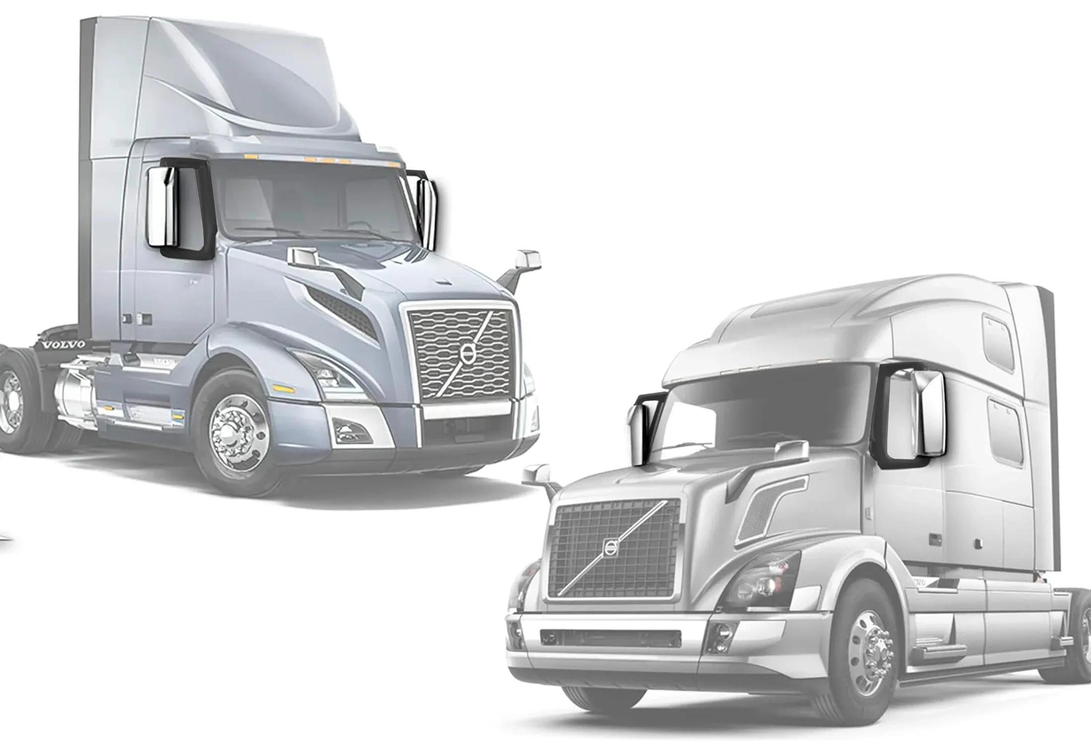 Side View Door Mirrors Power Heated Chrome Set Volvo 2004  VNL VNM VNX