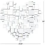 Silver Glass Heart Mosaic Wall Mirror - 32" X 1" X 32