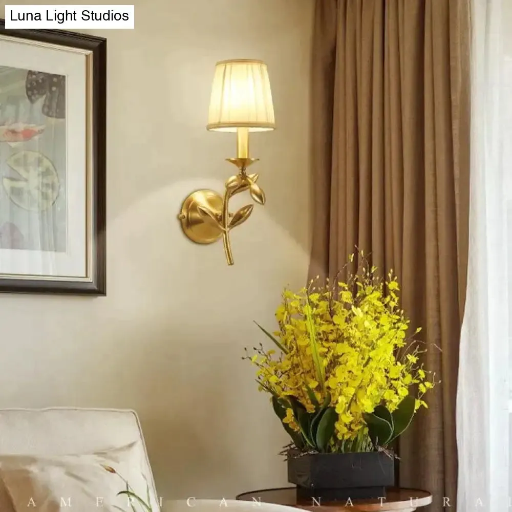 Simple European Style Flower Copper Wall Lamp