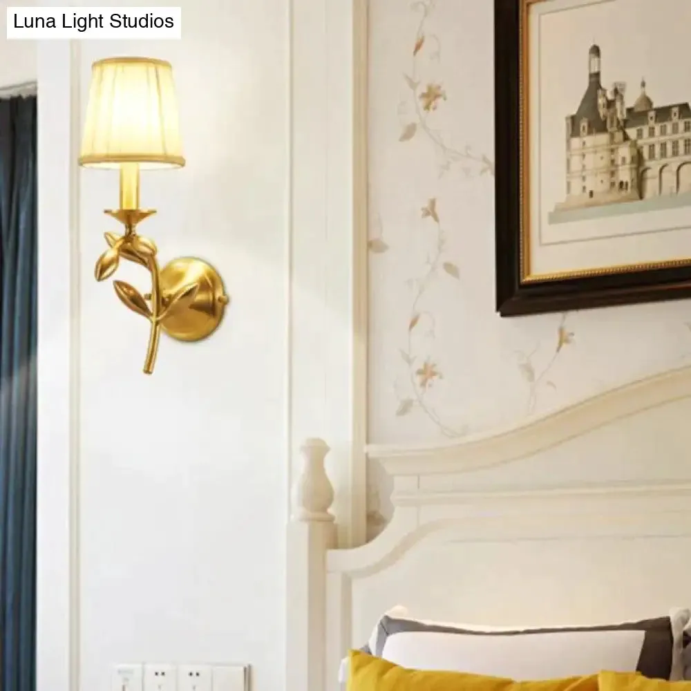 Simple European Style Flower Copper Wall Lamp