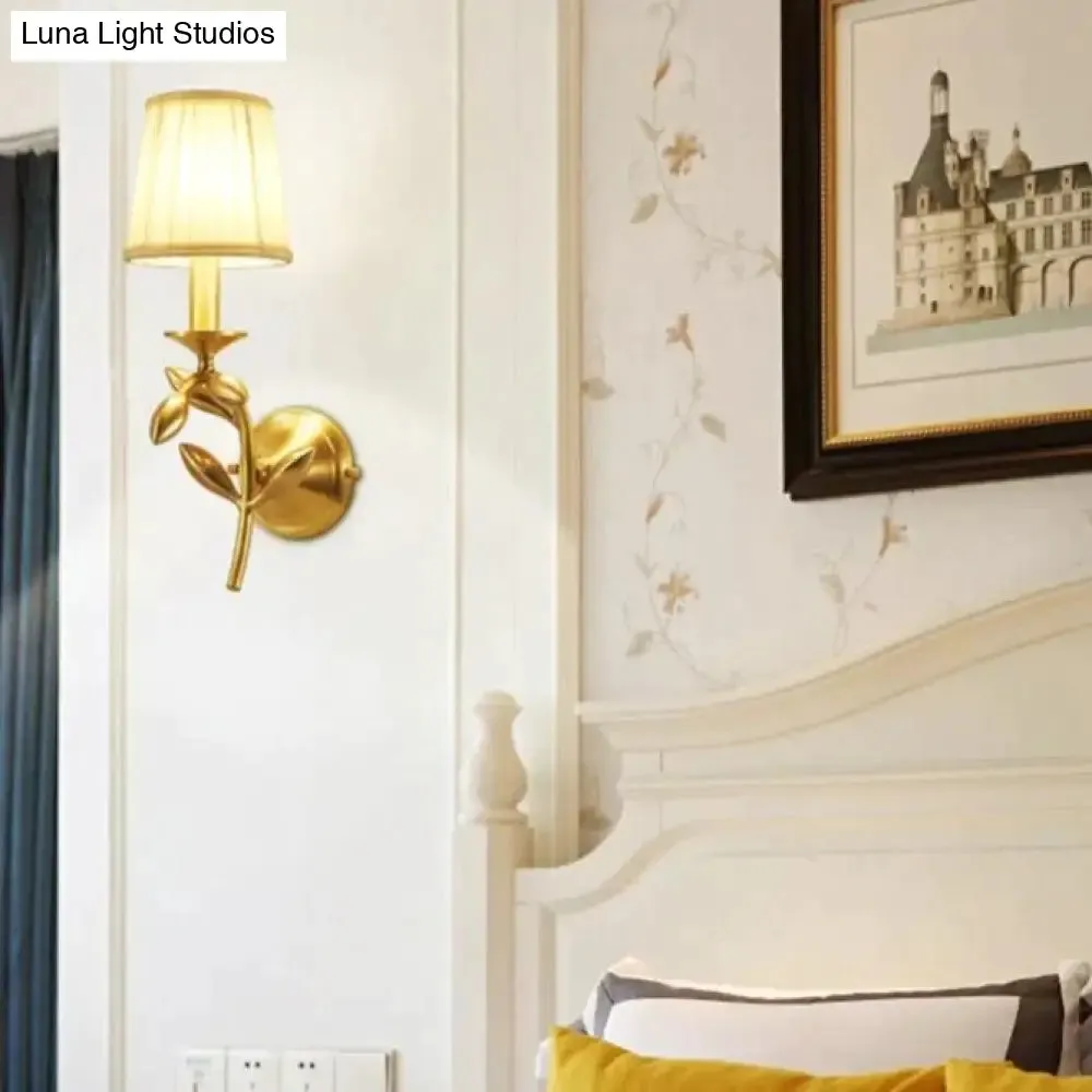 Simple European Style Flower Copper Wall Lamp