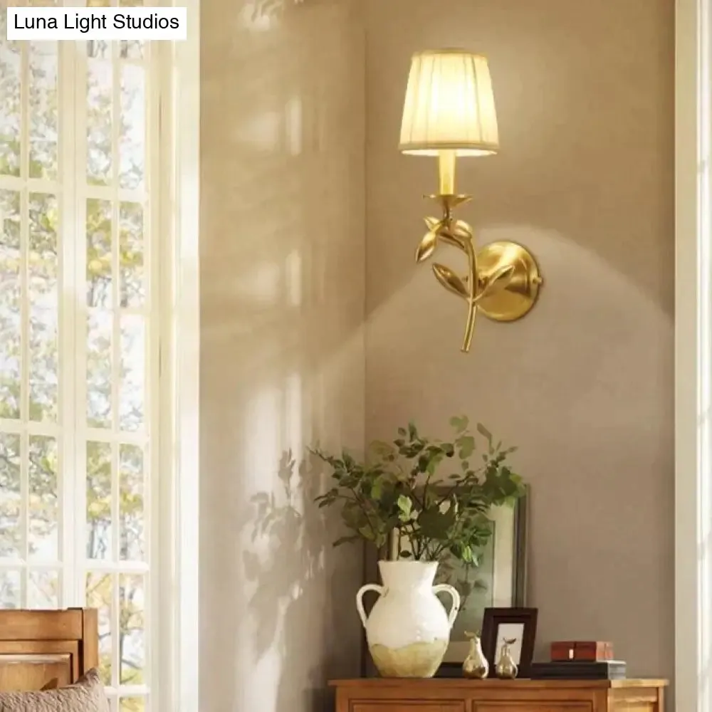 Simple European Style Flower Copper Wall Lamp