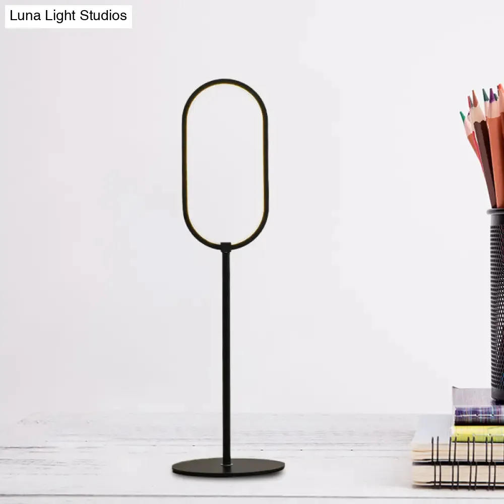 Simple LED Black Finish Oval Ring Table Lamp for Study Room - Perfect Reading Book Light