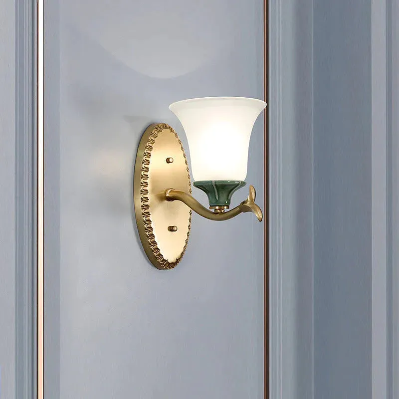 Simple Retro Staircase Lamp Bedroom Bedside Copper Wall Lamp