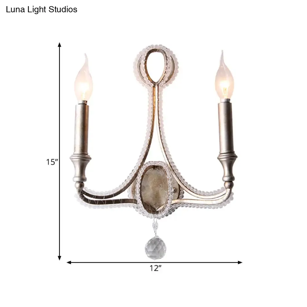 Sleek Aged Silver Metal Sconce - Elegant Wall Lighting for Living Room